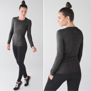 Lululemon Swiftly Tech - Long Sleeve Crew Neck. Heathered Black. Sz 10.